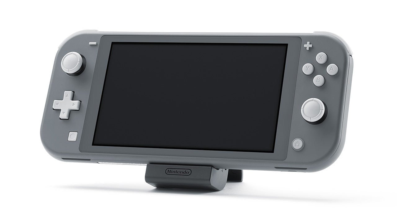 另外購買Nintendo Switch充電支架（轉軸式）等配件，可以把主機調整至適合的角度遊玩。（Nintendo Switch Lite主機並無附屬支架）。